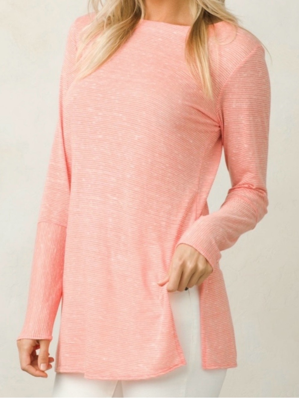 Prana Esme Georgia Peach Long Sleeve Striped Top Size XS NWT